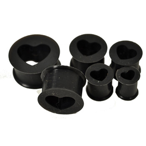 Silicone Heart Design Flesh Tunnel (Black)
