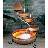 PondXpert Solar Water Feature Cascade with LED Terracotta