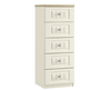 Piccolo Ivory and Oak 5 Drawer Narrow Chest