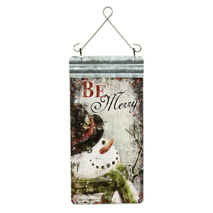 Metal Frosty Snowman Christmas Sign: Be Merry