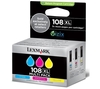 LEXMARK 108XL Cyan,  Magenta & Yellow Ink Cartridges - Multipack,  Cyan