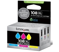 LEXMARK 108XL Cyan,  Magenta & Yellow Ink Cartridges - Multipack,  Cyan