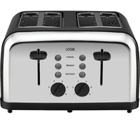 LOGIK L04TBK14 4-slice Toaster - Black & Silver,  Black