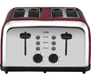 LOGIK L04TR14 4-Slice Toaster - Silver & Red,  Silver