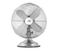 Logik L10FANX11 10" Metal Desk Fan - Brushed Steel,  Brushed Steel