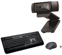 LOGITECH Full HD Webcam,  Wireless Keyboard & Mouse Bundle