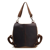 Genuine Leather Canvas Functional Backpack Shoulder Bag For Men And Women