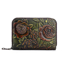 Genuine Leather Card Organ Card Holder Zipper Multi-card Bit