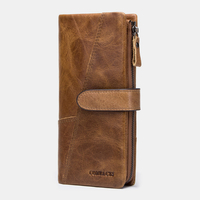 Genuine Leather Long Zipper Wallet Phone Bag Card Holder Bag Clutches Bag