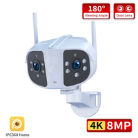 Guudgo 1440P 8MP WiFi PTZ Camera Dual Lens Panoramic Fixed Camera 180° Wide Viewing Angle Night Vision Two-way Talk IP66