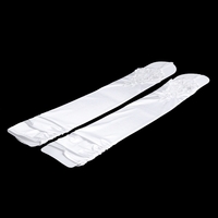 18" Fingerless Long Bridal Wedding Gloves Satin Lace Beaded Dress Accessories