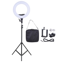 18 Inch LED Video Ring Light Fill-in Lamp Studio Photography Lighting 55W Adjustable Brightness 3200-5500K Color Temperature with Smartphone Holder Cold Shoe Base Carrying Bag + 2m/6.6ft Light Stand