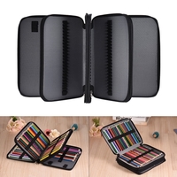 180 Slots Color Pencil Case Extra-Large Capacity Bag PU Leather Zippered Portable with Handle Strap