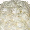 18cm Handmade Wedding Artificial Pearls Bridal Bouquet Satin Rose Flower for Bride Wedding Supplies--Beige