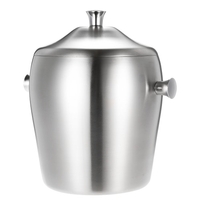 1L Luxury Good Quality Double-walled Ice Bucket Practical Stainless Steel Ice Bucket with Lid