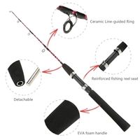 1m/0.8m 2 Sections Solid Fishing Rod Ice Fishing Rod Boat Rod Pole Fishing Tackle Fishing Accessory