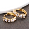 1Pair Clear Crystal Zircon 18K Gold Plated Cross Drop Dangle Pendant Hoop Ear Earrings Jewelry Gift for Women Lady