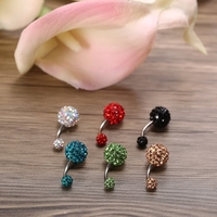 1Pc Belly Ring Navel Button Bar Body Piercing Jewelry Stainless Steel Piercing Bar 10mm&6mm Red