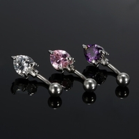 1Pc Belly Ring Navel Button Bar Body Piercing Jewelry Stainless Steel Piercing Bar Heart Shape Purple