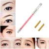 1pc Eyebrow Tattoo Pen + 2pcs 12 Pins Tattoo Blade Needles Manual Permanent Makeup Pen Kit Tattooing Embroidery Eyebrow Pen Pink