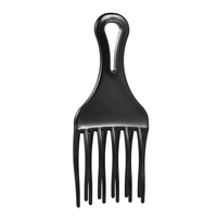 1Pc Hair Comb Insert Afro Hair Pick Comb Hair Fork Comb Plastic High & Low Gear Comb Hairdressing Styling Tool Black for Man & Woman