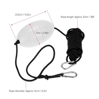 1pc Kayak Drift Anchor Tow Rope Tow Line 8.5m / 28ft Long Nylon Rope Stainless Steel Clips Kayak Accessory