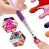 1pc Nail Art Brush Nylon DIY Nail Pen Flat Nail Painting Brush Salon Decoration Pen for UV Gel Nail Tool Purple