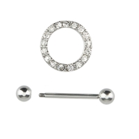 1Pc Paved Circle Nipple Shield Body Piercing Bar for Women Body Jewelry