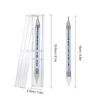 1Pc Rhinestone Dotting Pen Double-headed Nail Dotting Tool Double End Tips Beads Picker Wax Pencil Handle Manicure Tool Purple
