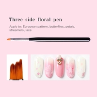1pc UV Gel Polish French Nail Brushes Gel Varnish Building Painting Petals Drawing Flowers Gradient Dotting Nail Art Pen Brush Three Side Floral Pen