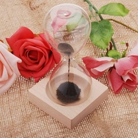 1pcs Magnet Hourglass Awaglass Hand-blown Timer Desktop Decoration Magnetic Hourglass Black