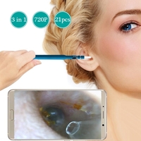 3-in-1 USB Ear Cleaning Earpick Endoscope LED Light Multifunctional Borescope Inspection Camera HD 720P Visual Ear Spoon Health Care Cleaning Tool Earwax Clear Remover Tools Ear Cleaner for OTG Android Micro USB PC
