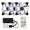 3 Pcs Computer Case PC Cooling Fan with LED Light and Remote Control