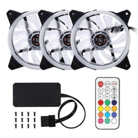 3 Pcs Computer Case PC Cooling Fan with LED Light and Remote Control