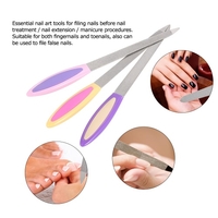 3 Pcs Double-sided Nail File Stainless Steel Nail Filers Manicure Pedicure Tool Sanding Polishing Buffing Tool