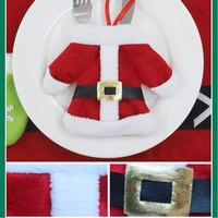 3 Sets of Christmas Santa Suit Coats Pants Style Cutlery Holders Fork Knife Spoon Bags Pocekts Set Christmas Decor Oranments