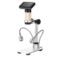 300X HDMI 3.0MP Electronic Digital Video Microscope 1080P Soldering Microscope USB Output Portable LED Magnifier for Mobile Phone Maintenance QC/Industrial/Collection Inspection with Metal Stand Long Object Distance 3.0" LCD Display 100-240V