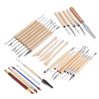 30pcs Clay Sculpting Pottery Carving Tools Set Colors Sharpers & Modeling Tools & Wooden Sculpture Scraper