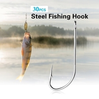 30PCS Fishing Hooks High Carbon Steel Barbed Hook Fishing Hooks