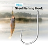 30PCS Fishing Hooks Stainless Steel Barbed Hook Fishhooks Sea Fishing Hooks