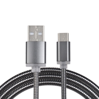 3.3Ft Android USB-C Type-C Metal Spring Charging Cable Sync Data Line Cord for Xiaomi 6 OnePlus 5T