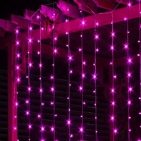 3*3M 448 Battery Operated Curtain LED String Lamp Christmas Fairy Icicle Lights Outdoor Home for Wedding Party Garden Decoration Background Lighting 110V/220V