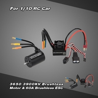 3650 3900KV 4P Sensorless Brushless Motor & 60A Brushless Splash-Proof Electronic Speed Controller ESC with 5.8V/3A Switch Mode BEC for 1/10 RC Car