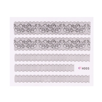 3D Black Lace Flower Design Nail Art Stickers Decals for Nail Tips Decoration Tool