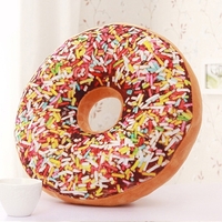 3D Creative Plush Donut Food Pillows Stuffed Toys Dolls Funny Cartoon Donuts Pillow Cover Plush Sweet Chocolates Sofa and Chair Back Cushions Car Mats