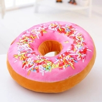 3D Creative Plush Donut Food Pillows Stuffed Toys Dolls Funny Cartoon Donuts Pillow Cover Plush Sweet Chocolates Sofa and Chair Back Cushions Car Mats