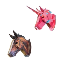 3D DIY Wooden House Animal Head Wood Home Decor MDF Crafts Art Wall Hanging Decoration Pendant Best Gifts Style 1