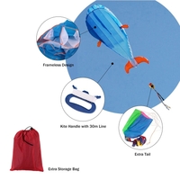 3D Dolphin Kite Huge Frameless Soft Parafoil Kite with Handle Line Outdoor Sports