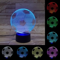 3D Football Soccer Illusion Lamp Touch Switch LED Night Light