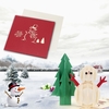 3D Handmade Folding Christmas Card Pop Up Kirigami Xmas Greeting Postcard with Envelop Christmas Tree Snowman Pattern Xmas Accessory